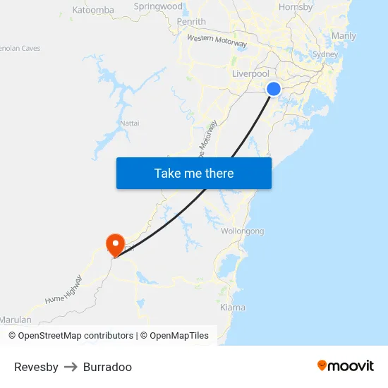 Revesby to Burradoo map