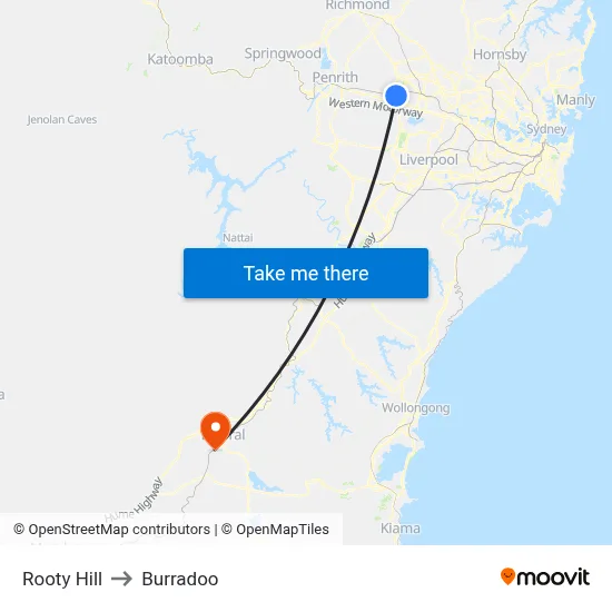 Rooty Hill to Burradoo map
