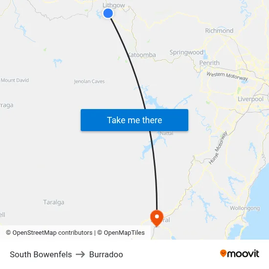 South Bowenfels to Burradoo map
