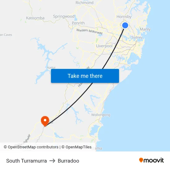 South Turramurra to Burradoo map