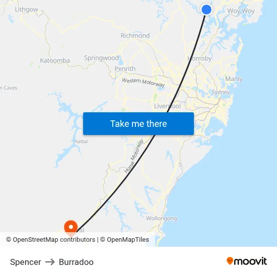 Spencer to Burradoo map