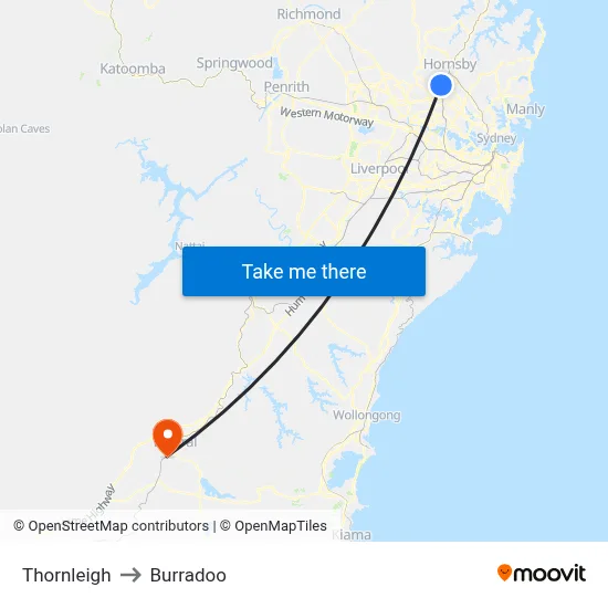 Thornleigh to Burradoo map