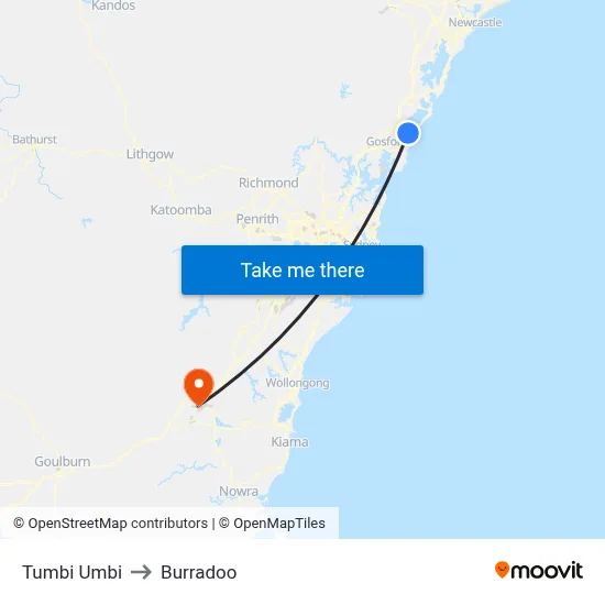 Tumbi Umbi to Burradoo map