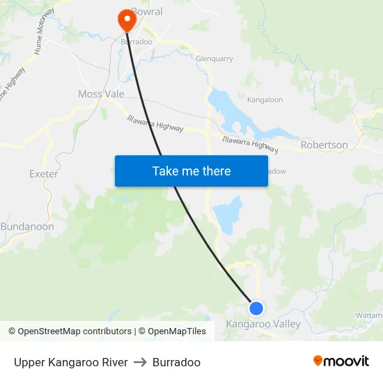 Upper Kangaroo River to Burradoo map