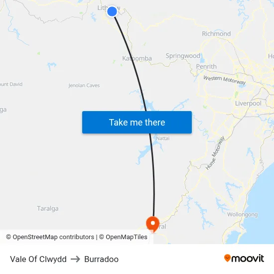 Vale Of Clwydd to Burradoo map