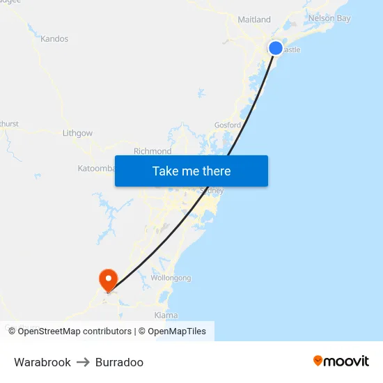 Warabrook to Burradoo map