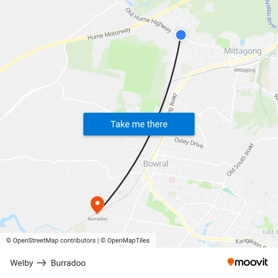 Welby to Burradoo map
