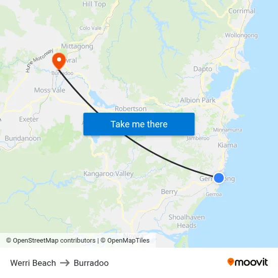 Werri Beach to Burradoo map