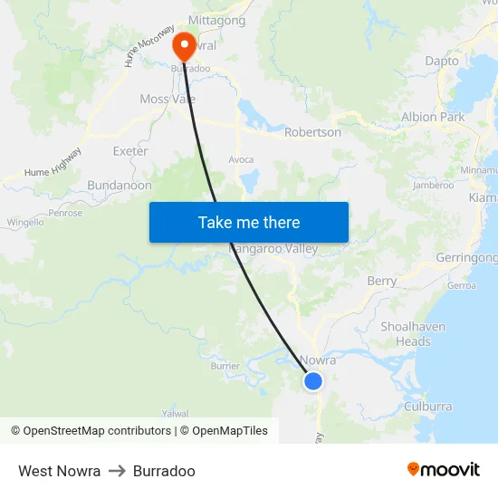 West Nowra to Burradoo map
