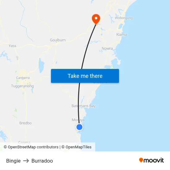 Bingie to Burradoo map