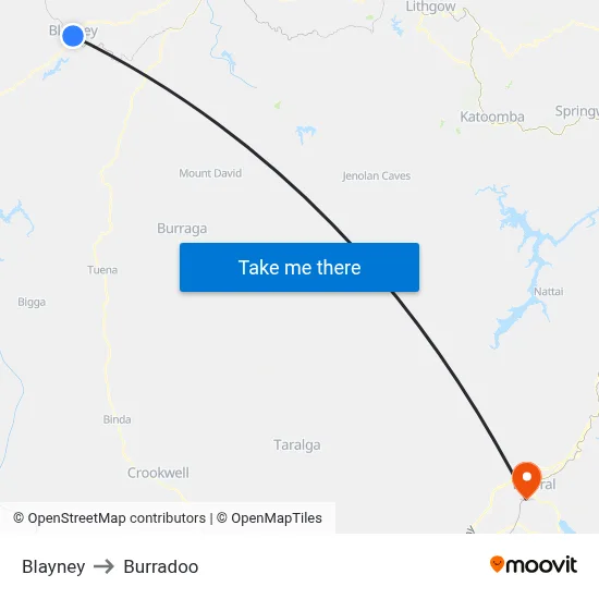 Blayney to Burradoo map