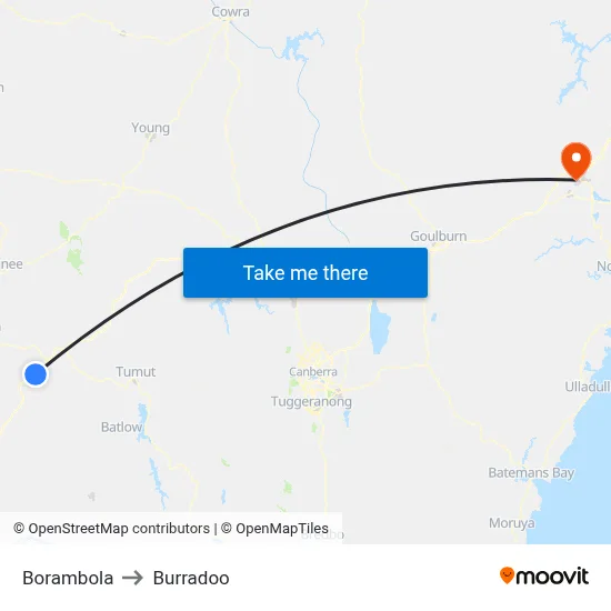 Borambola to Burradoo map