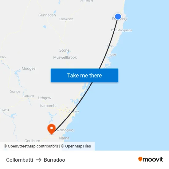 Collombatti to Burradoo map