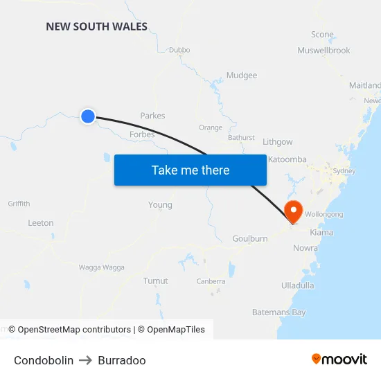 Condobolin to Burradoo map
