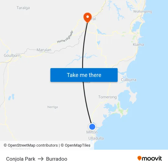 Conjola Park to Burradoo map