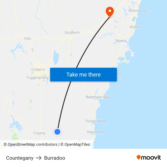 Countegany to Burradoo map