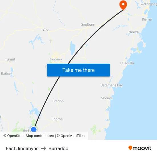 East Jindabyne to Burradoo map