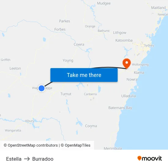 Estella to Burradoo map
