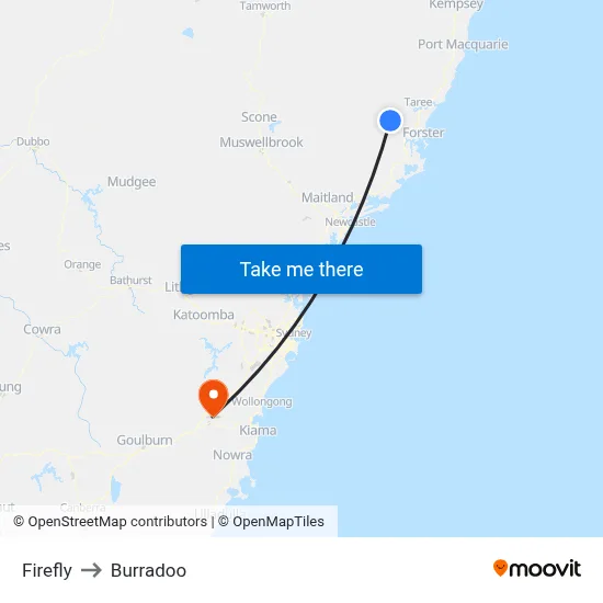 Firefly to Burradoo map