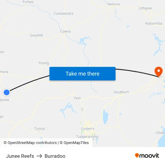 Junee Reefs to Burradoo map