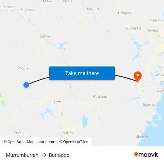 Murrumburrah to Burradoo map