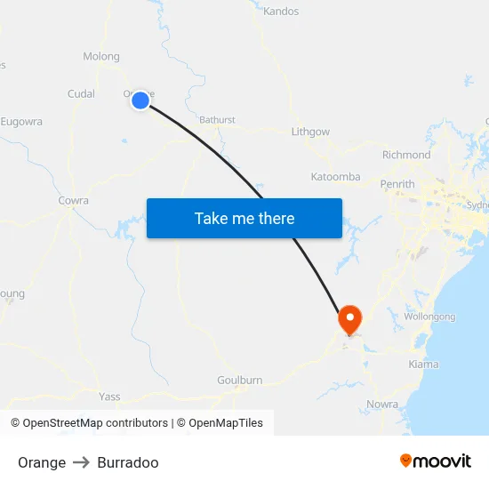 Orange to Burradoo map