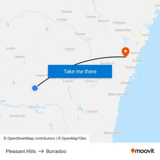 Pleasant Hills to Burradoo map