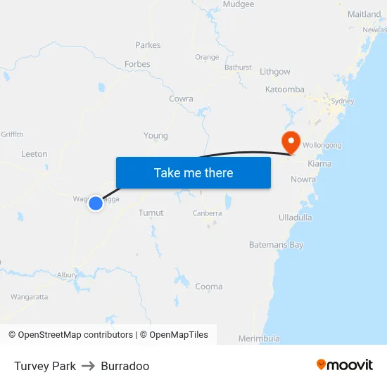 Turvey Park to Burradoo map