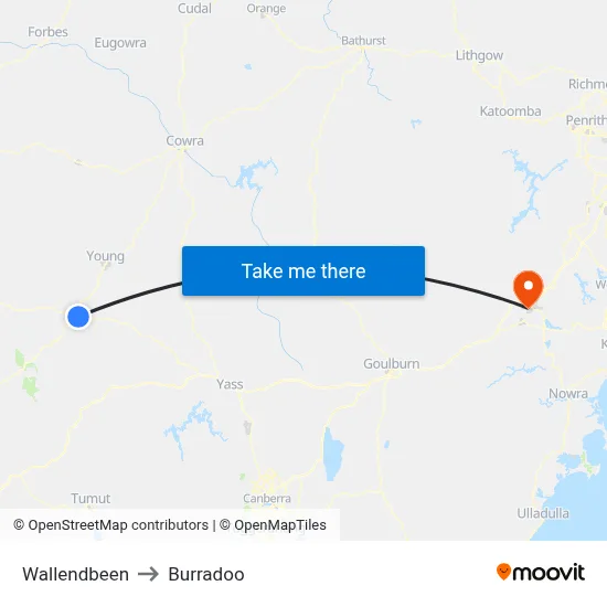Wallendbeen to Burradoo map