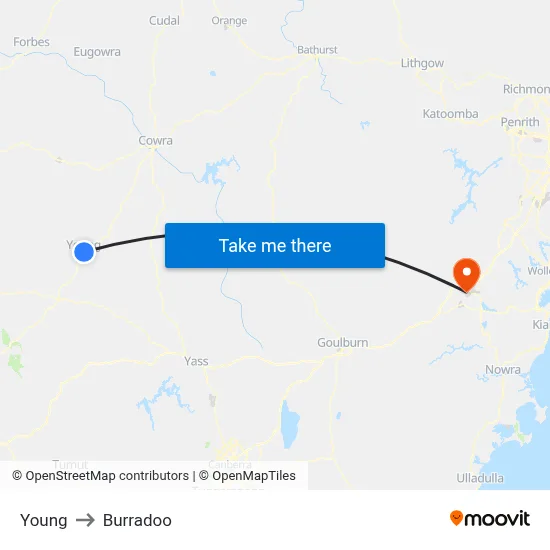 Young to Burradoo map