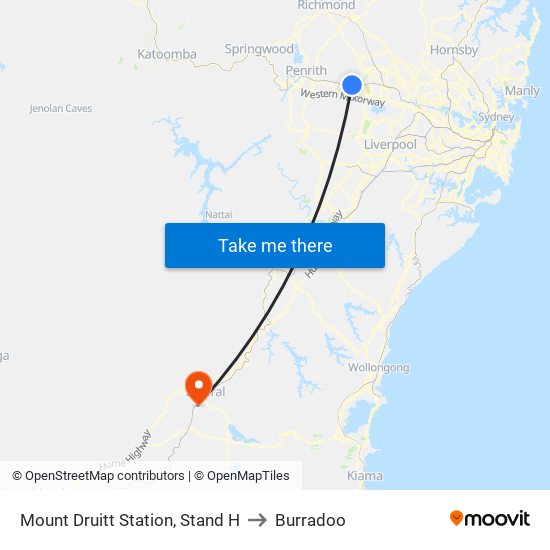 Mount Druitt Station, Stand H to Burradoo map