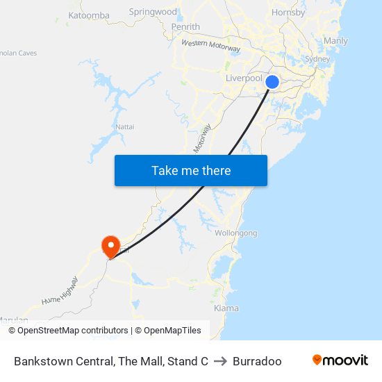 Bankstown Central, The Mall, Stand C to Burradoo map