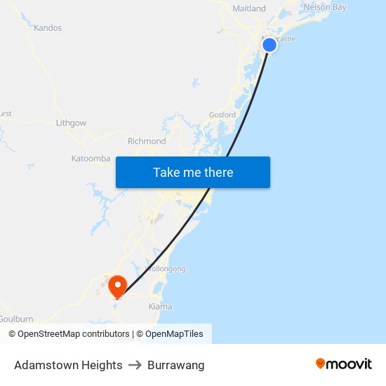 Adamstown Heights to Burrawang map