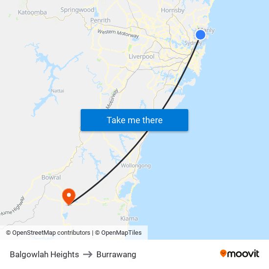 Balgowlah Heights to Burrawang map