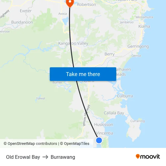 Old Erowal Bay to Burrawang map