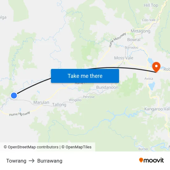 Towrang to Burrawang map