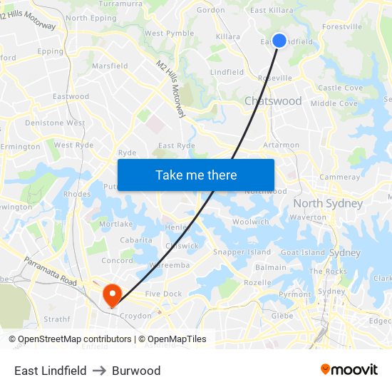 East Lindfield to Burwood map