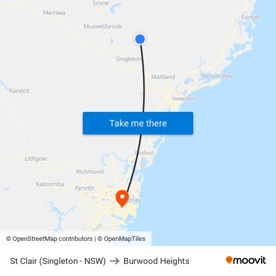 St Clair (Singleton - NSW) to Burwood Heights map