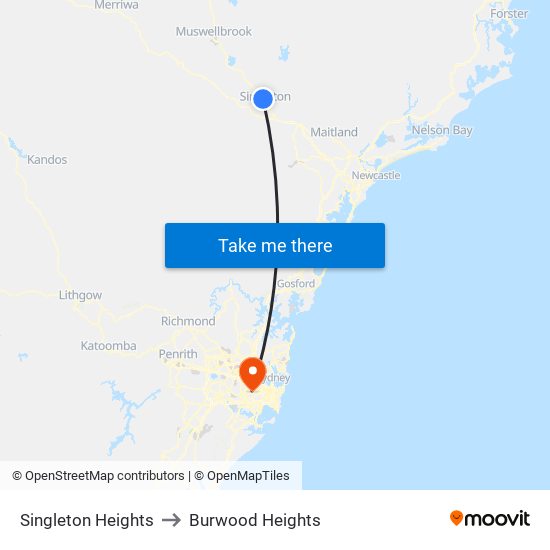 Singleton Heights to Burwood Heights map