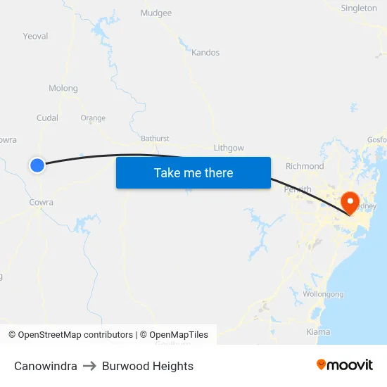 Canowindra to Burwood Heights map