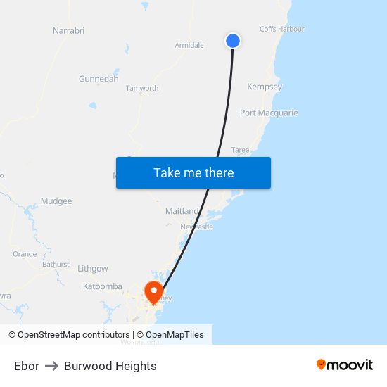 Ebor to Burwood Heights map