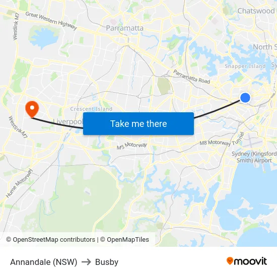 Annandale (NSW) to Busby map