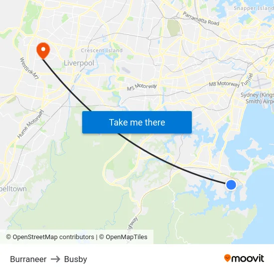 Burraneer to Busby map