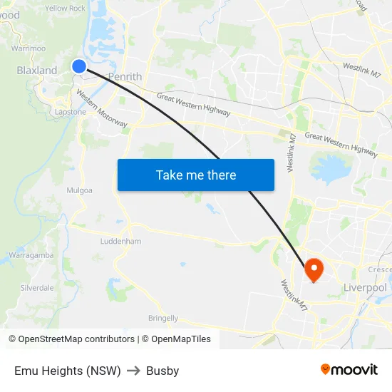 Emu Heights (NSW) to Busby map