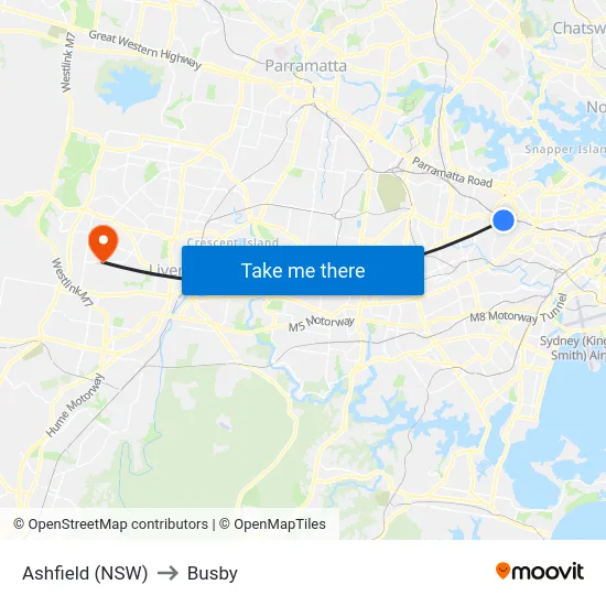 Ashfield (NSW) to Busby map