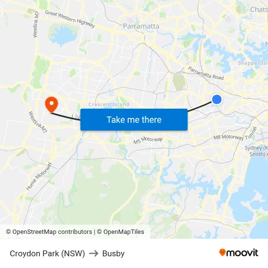 Croydon Park (NSW) to Busby map