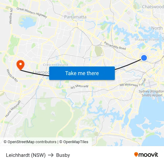 Leichhardt (NSW) to Busby map