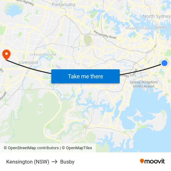 Kensington (NSW) to Busby map