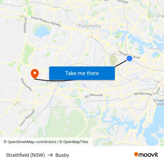 Strathfield (NSW) to Busby map