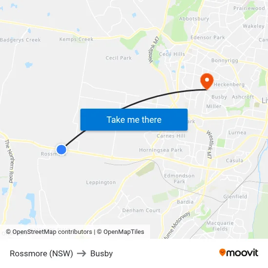 Rossmore (NSW) to Busby map